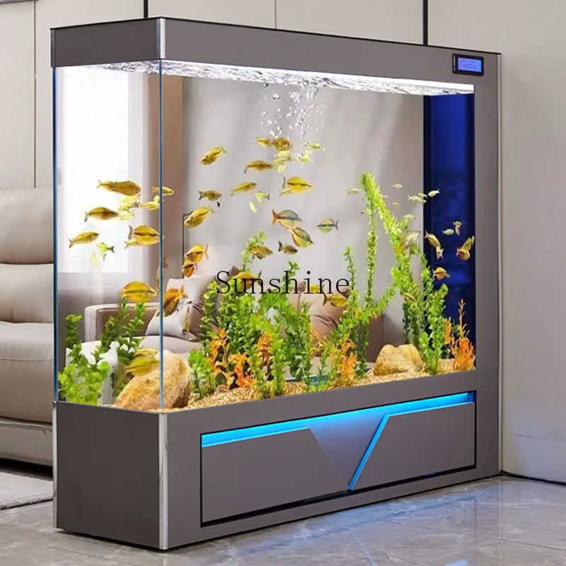 Large smart home floor-to-ceiling side filter aquarium without water change