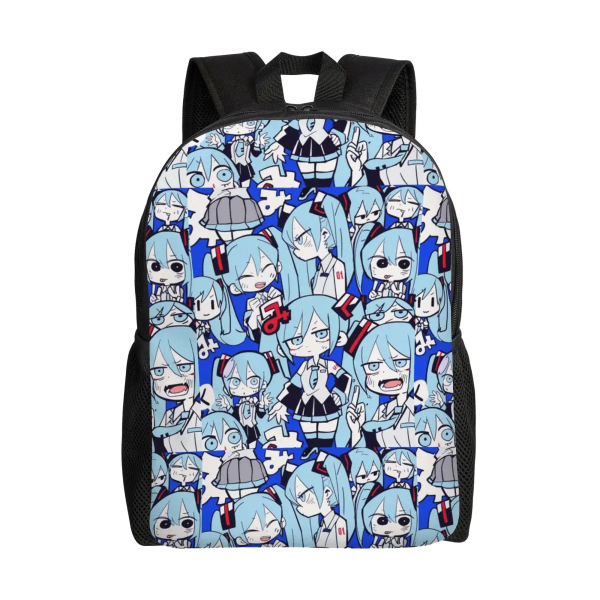 Mochilas personalizadas Hatsuned Mikues para mulheres e homens, bolsa escolar resistente à água com impressão de livros