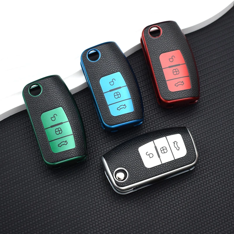 For Ford Fiesta Focus 2 Ecosport Kuga Escape Falcon B-Max C-Max Eco Sport Galaxy TPU Leather Car Key Case Cover Shell Fob Holder