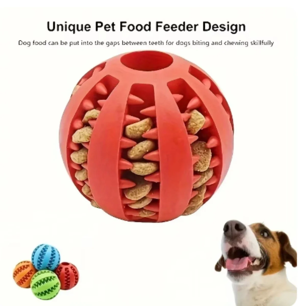 Dog Toy Ball, Nontoxic Bite Resistant Toy Ball for Pet Dogs Puppy Cat, Dog Pet Food Treat Feeder Chew Tooth Cleaning Ball