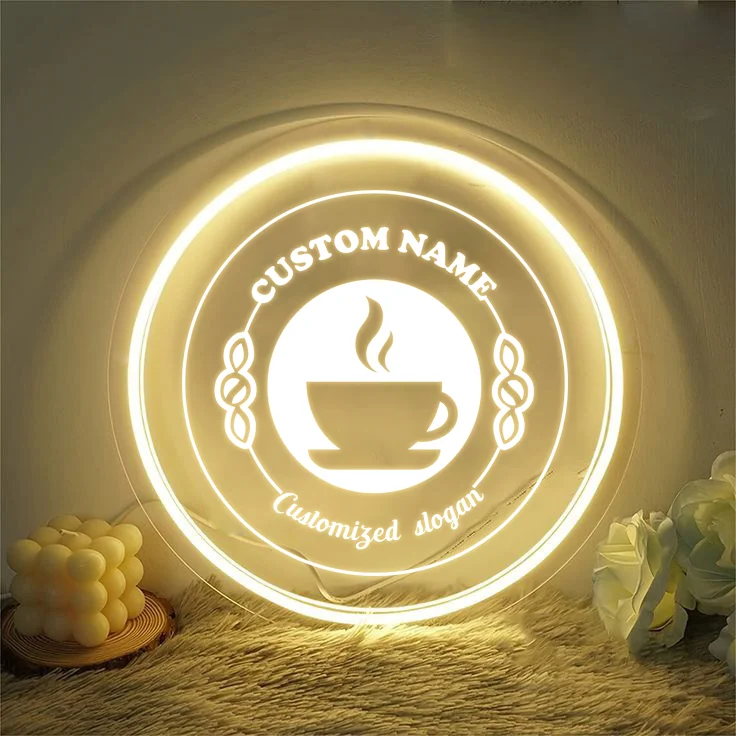 

1PC Warm White Delicious Coffee Customized Text Neon Night Lamp Acrylic Sign Not Easy To Break For Cafe Bar Resturant