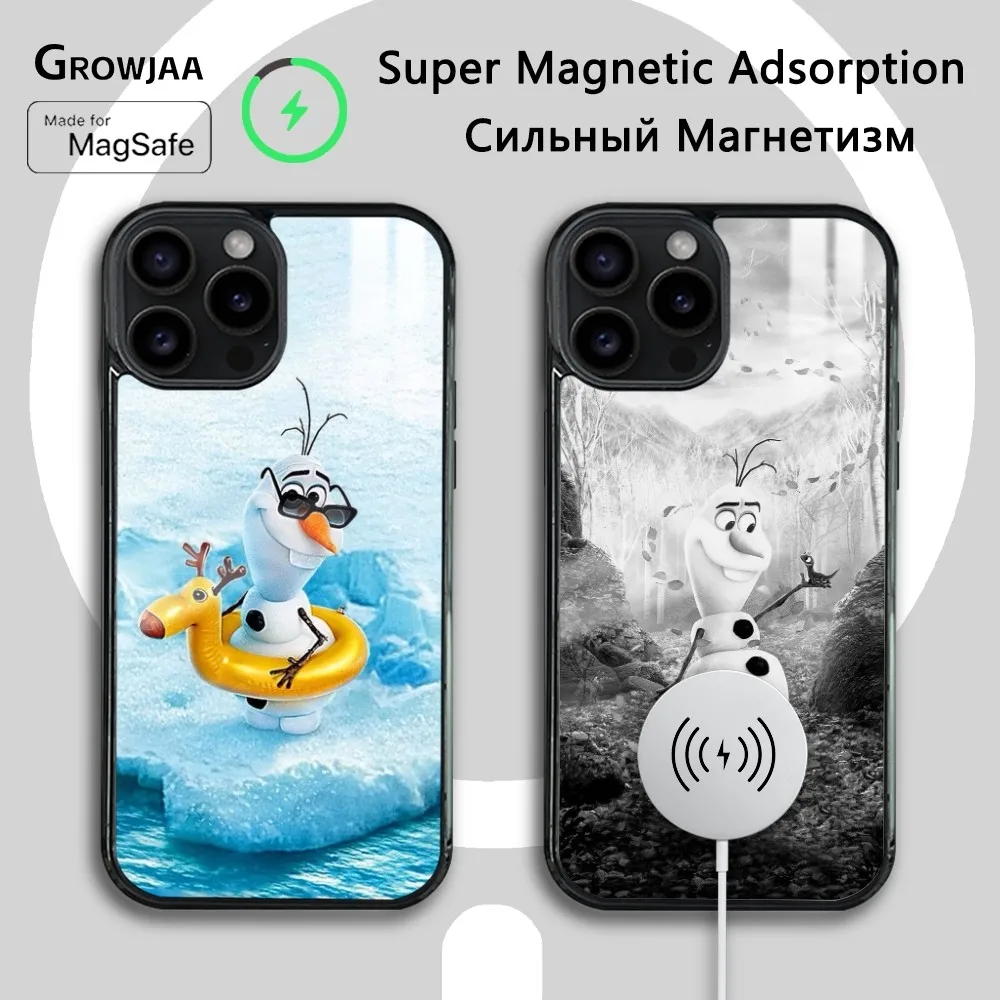 O-Olaf Snowman Frozen Phone Case For iPhone 16 15 14 13 12 11 Pro Max Plus Mini Magsafe Mirror Wireless Magnetic Cover