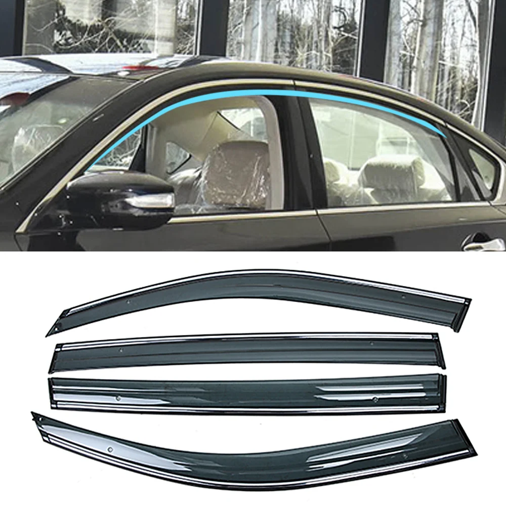 For NISSAN TEANA L33 2013-2019 Car Window Sun Rain Shade Visors Shield Shelter Protector Cover Trim Frame Sticker Accessories