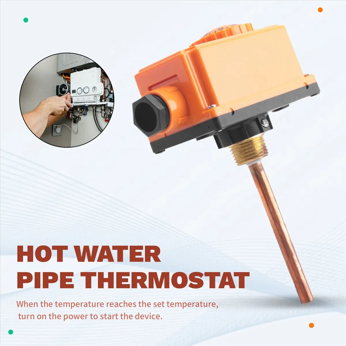A73P G1/2 Male Thread Hot Water Pipe Thermostat Temperature Controller 90 Celsius High Temperature Heating System Parts