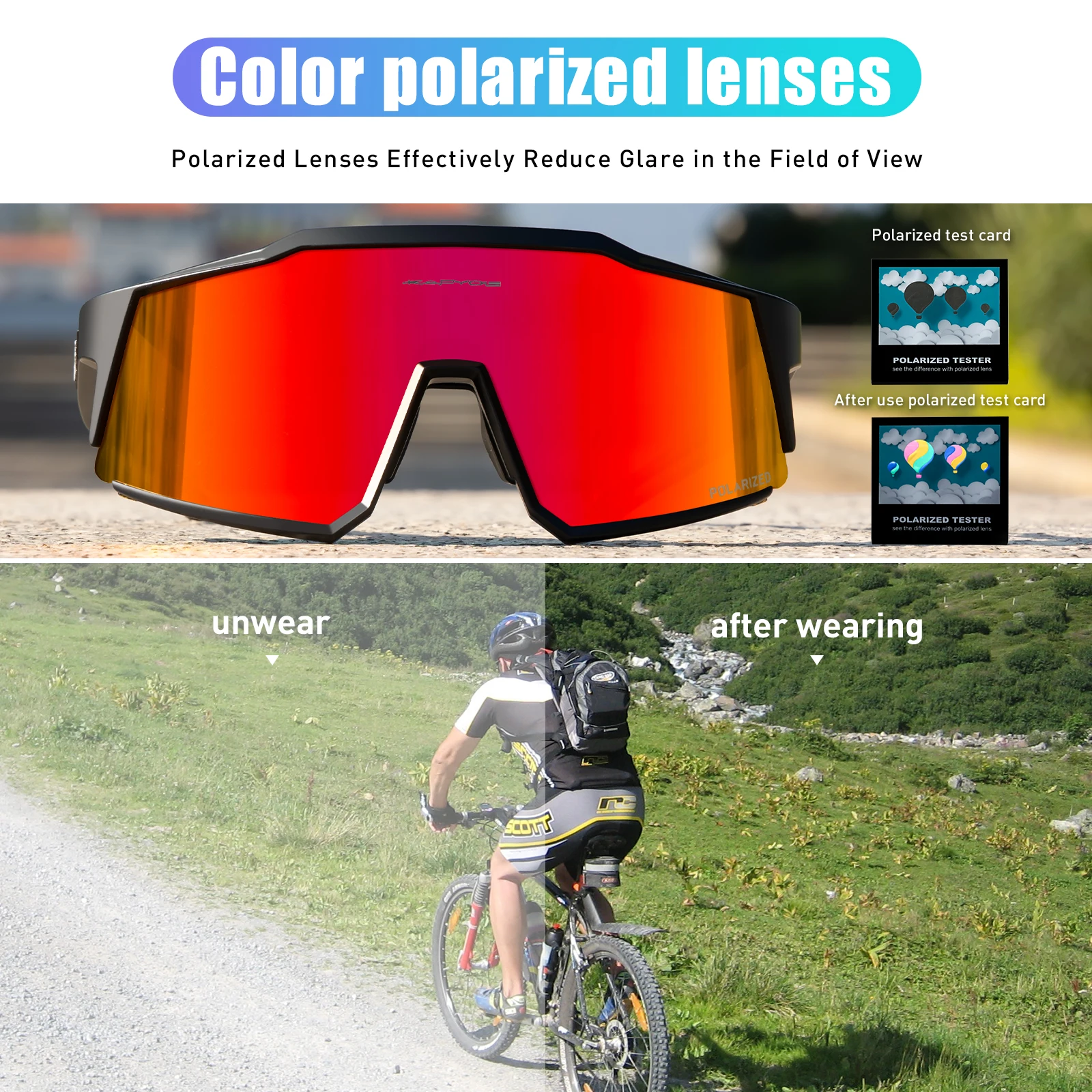 KAPVOE gafas de sol polarizadas para pescar, gafas de ciclismo para bicicleta MTB para hombre UV400, equipo de montaña y carretera, accesorios para deportes al aire libre