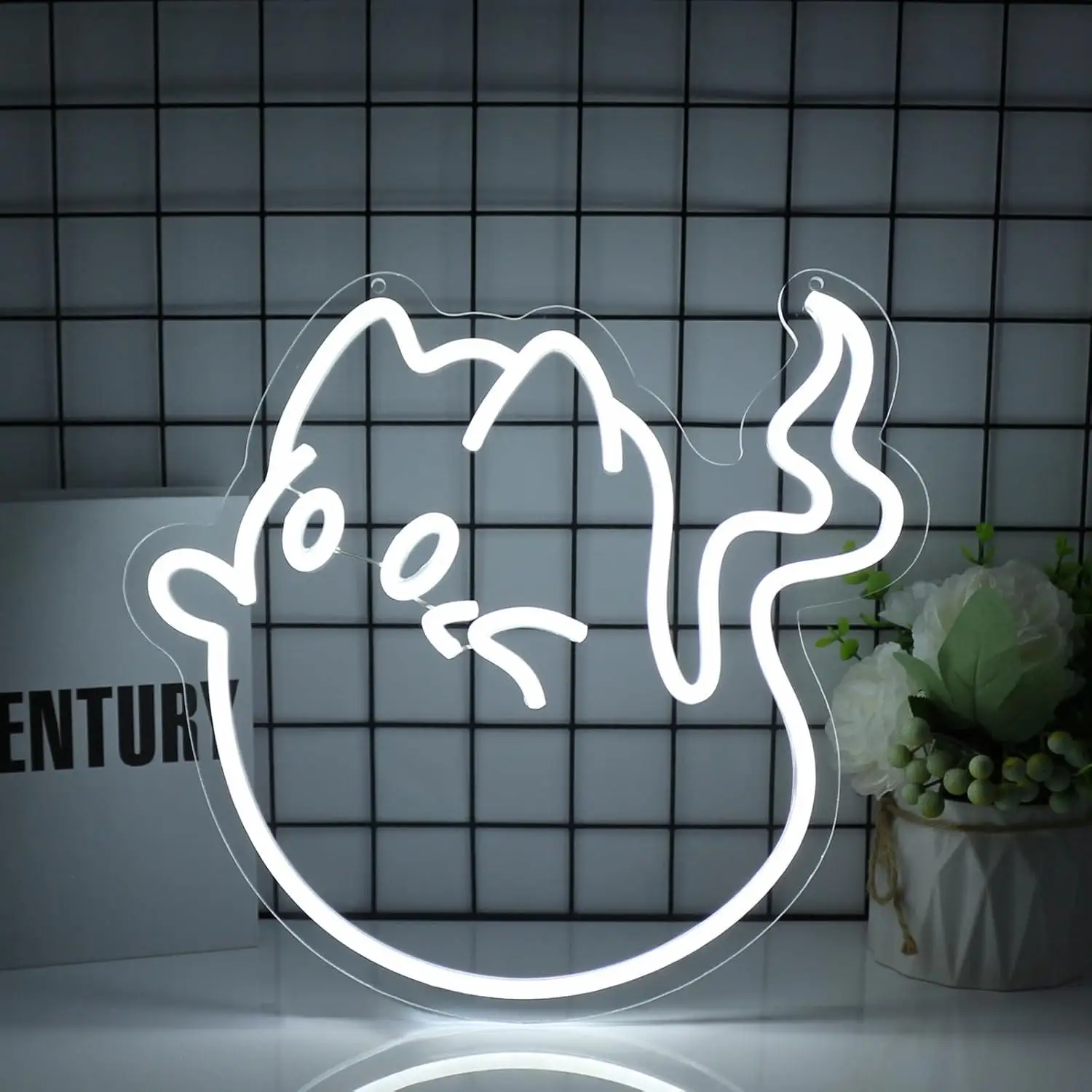 Cat Ghost Neon Sign USB Powered LED Dimmable Neon for Home Bar Game Room Birthday Party Club Decoration Personzalized Gifts