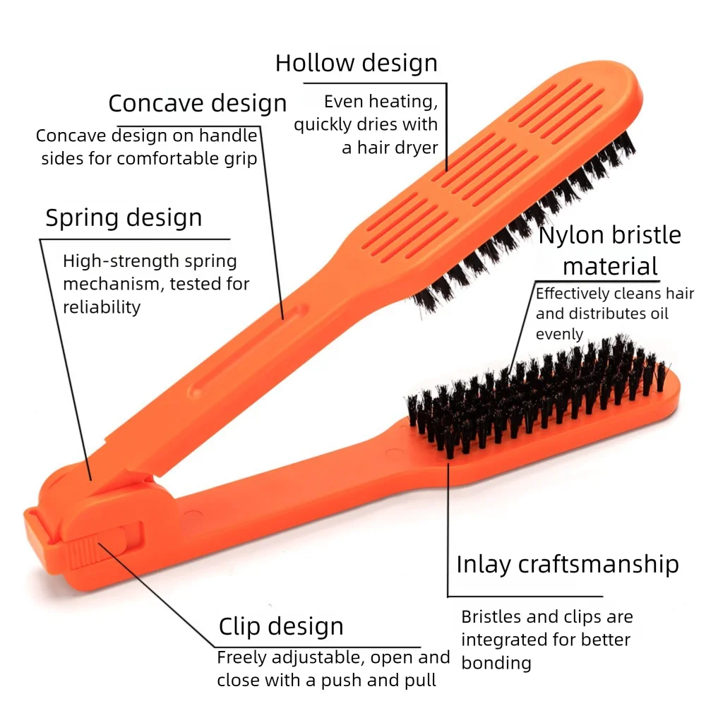 متعددة الوظائف مزدوجة الوجهين الخامس فرشاة العناية بالشعر مكواة فرد الشعر تصفيف الشعر المشبك مشط المضادة للانزلاق دائم استقامة مشط #3