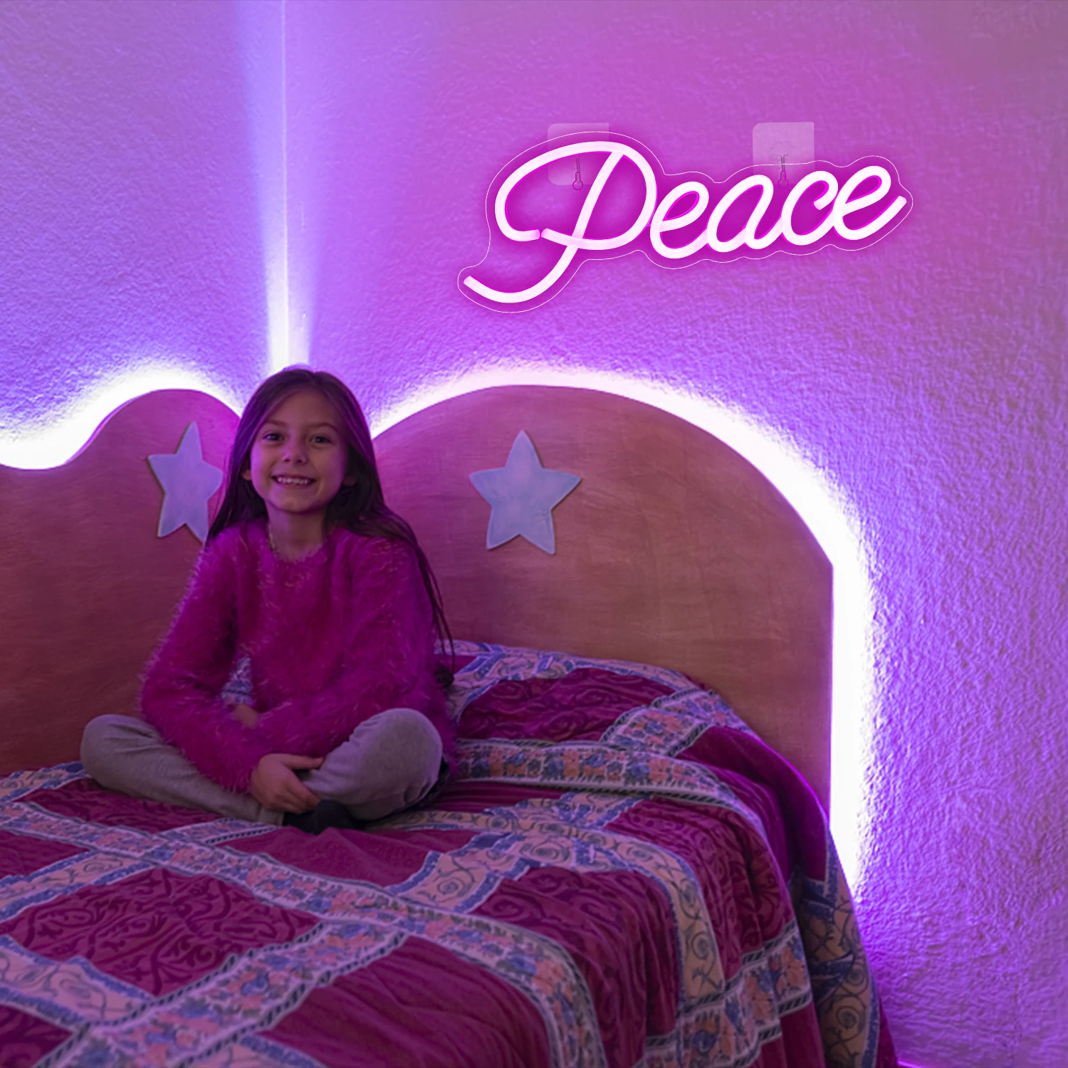 Signe de la paix au néon LED, décoration murale, USB 62, fête, chambre à coucher, salon, chambre d'enfant, salle de jeux, fête, art, logo