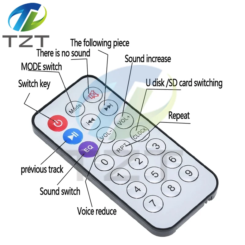 TZT 1/3/5PCS IR Receiver Bluetooth audio receiver remote MP3 remote infrared remote 21-key remote Control English version