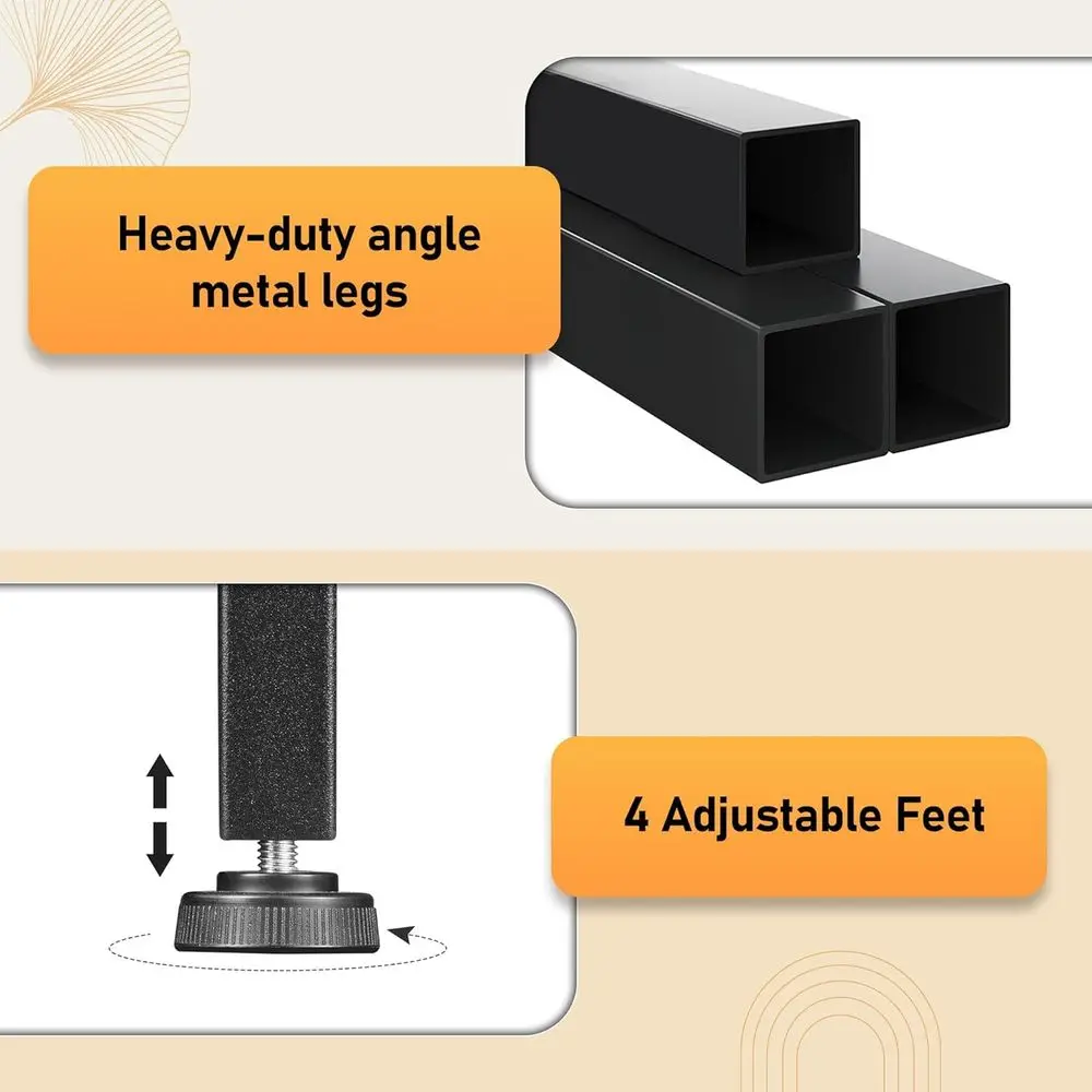 Storage Drawer Coffee Table for Living Spaces, 2-Tier Brown Wood Rectangular Table, Metal Accent Side Table