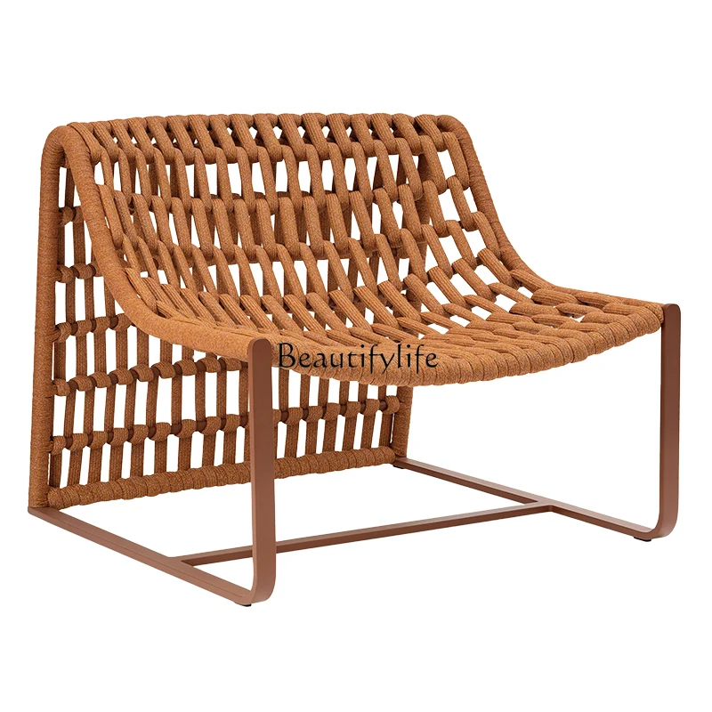 Outdoor leisure sofa chair outdoor waterproof sunscreen courtyard sun room rattan pedal can lie down