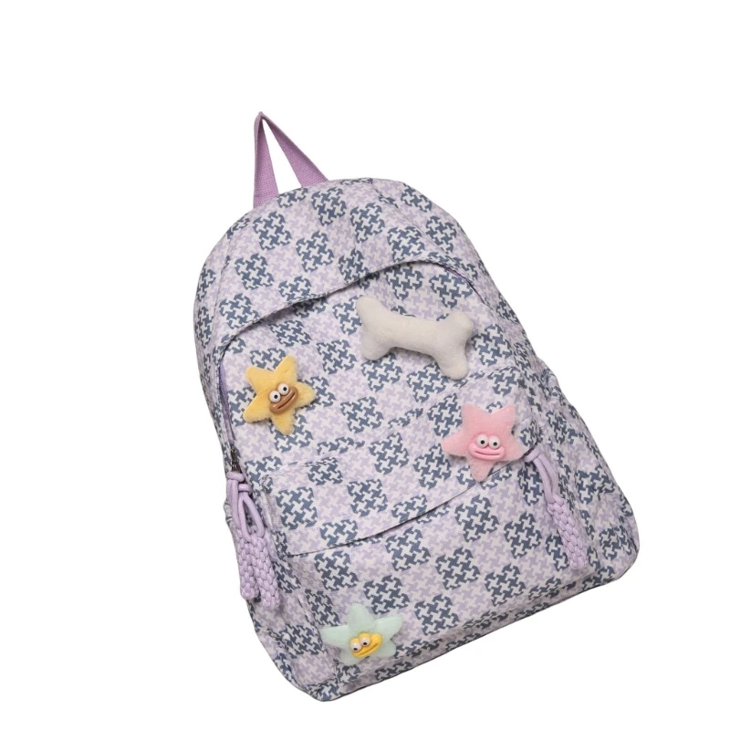 E74B Mochila estilo japonês para meninas, mochila estética, bolsa escolar simples nylon