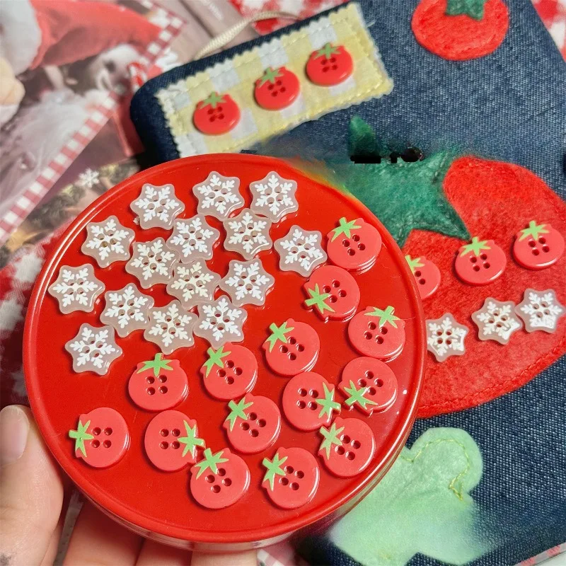 10pcs Cute Plastic Tomato Snowflake Buttons DIY 4-Holes Decoration Button Clothing Sewing Accessories Girl Kids