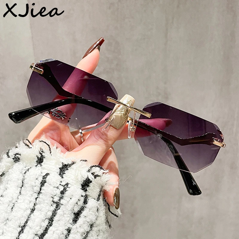 

XJiea Vintage Small Rectangular Rimless Women Sunglasses Gradient UV400 Summer Style Sun Glasses Men Outdoor Lunette De Soleil