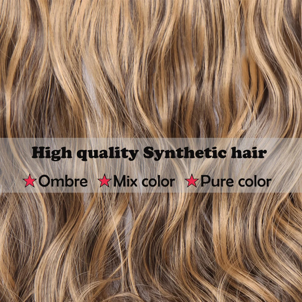 Postiches synthétiques à clipser pour femmes, extensions de cheveux synthétiques, postiches optiques longues ondulées, tête complète, postiches ombrées, 20 po, ensemble de 6 pièces