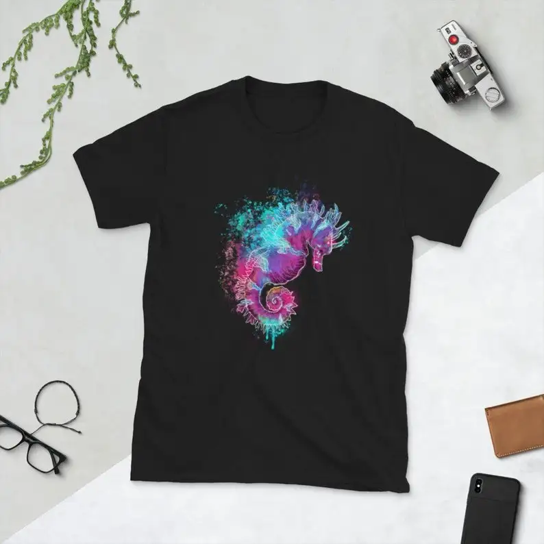 

Seahorse Watercolour Print | Animal Lover Gift | Cute Fish Print | Short-Sleeve Unisex T-Shirt