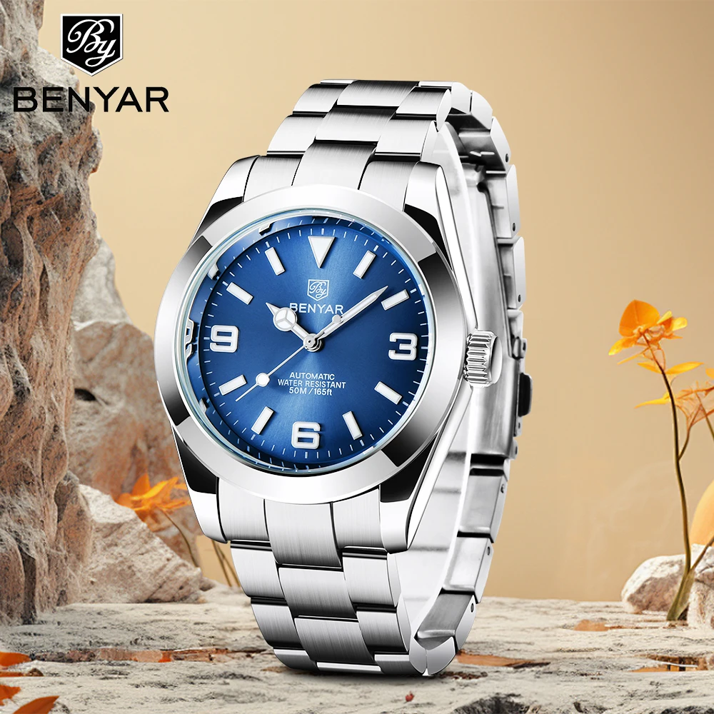 

BENYAR мужские механические часы с сапфиром, роскошные автоматические мужские часы для мужчин, аксессуары, водонепроницаемый подарок, Relogio Masculino 2025