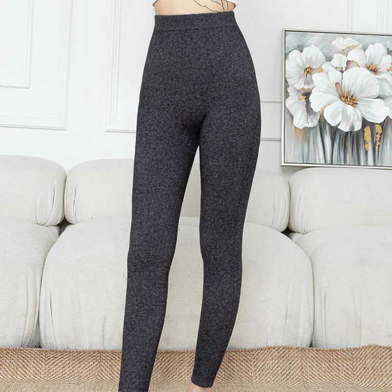 YSC Women&men Knitted Cashmere Pants Long Soft warmth Self Strip drawing The abdomen High elasticity High-quality soft pants