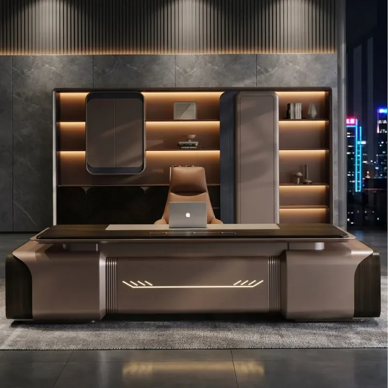 Modern L Shaped Executive Desk with Chair Set Large Office Computer Table High End Workstation Simple Home Office