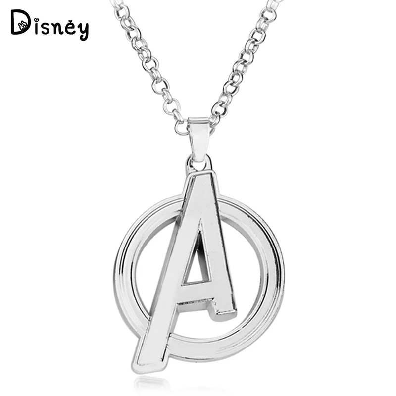 Marvel Superhero The Avengers Necklace Metal Silvery Ball Logo Letter A Pendant Necklace For Women And Men Jewelry Gifts