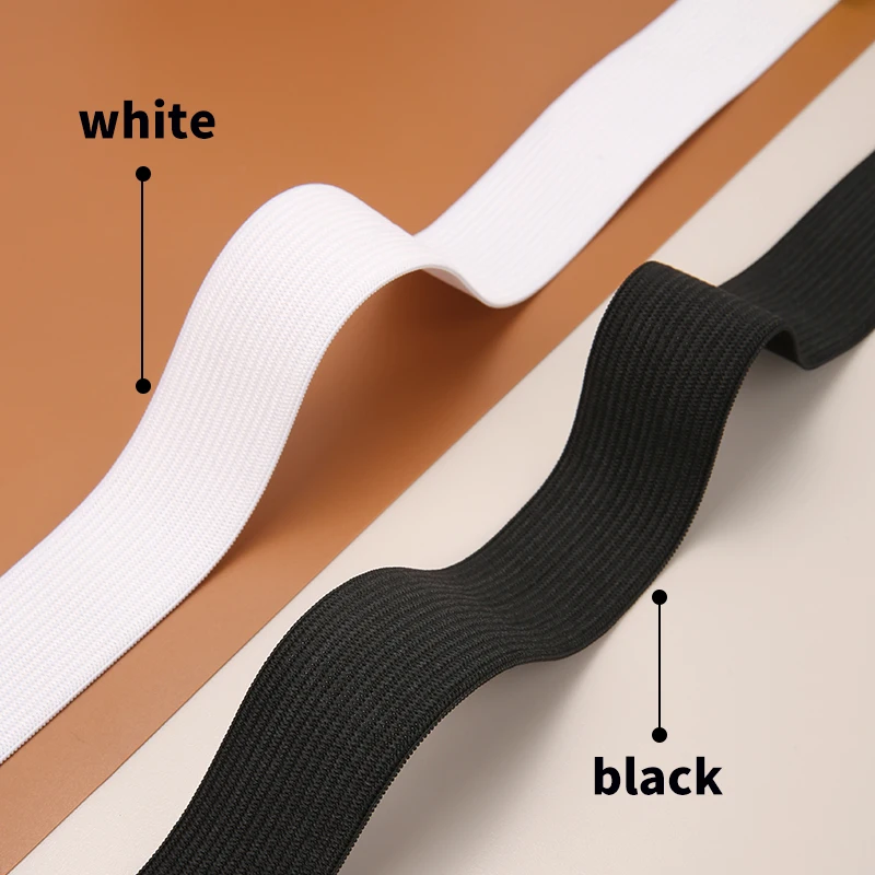 Flat Elastic Band Black White Rubber Band For Sewing Clothing Pants Accessories Stretch Belt Garment DIY Sewing Fabric 10mm-50mm