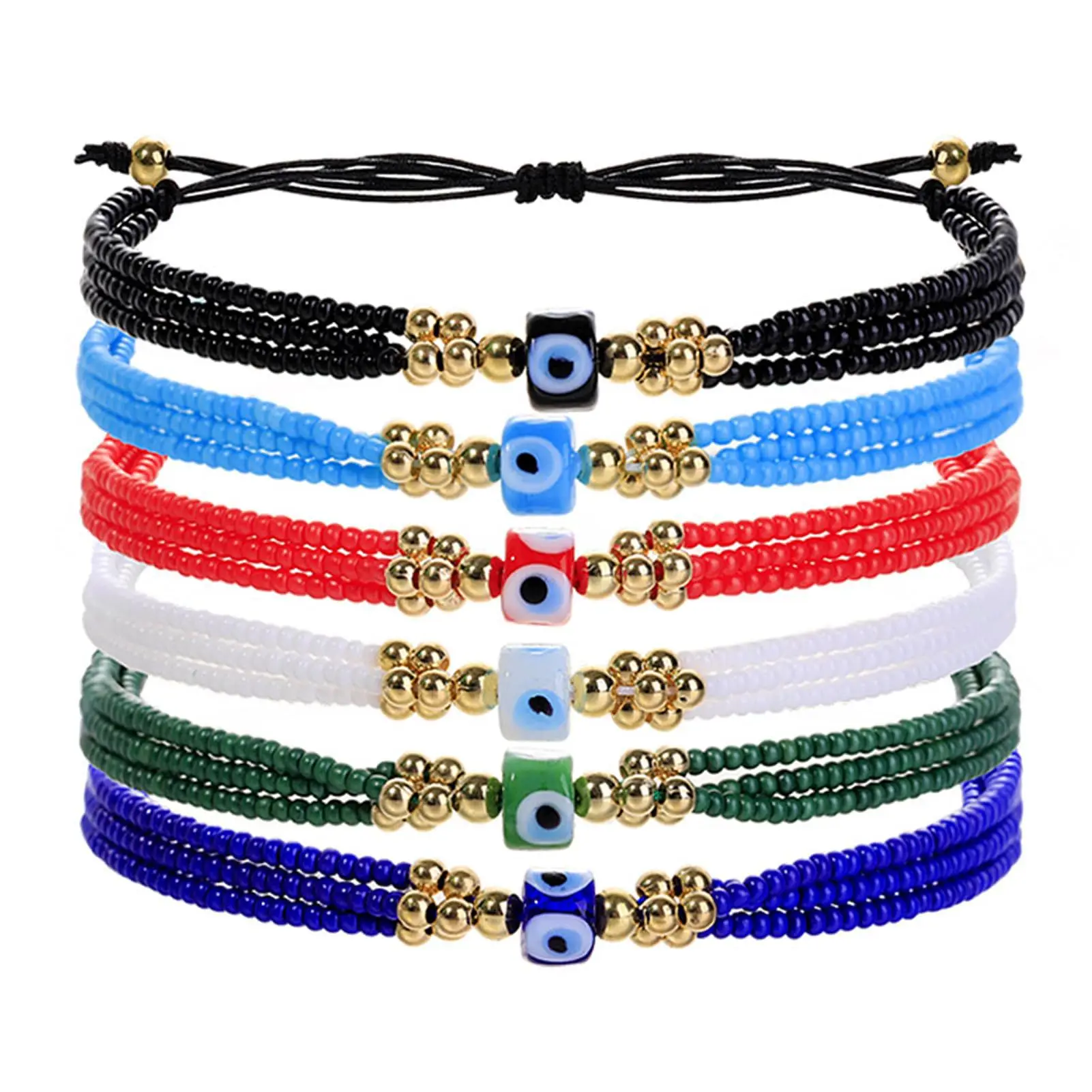 Rice bead bracelet Eye Block Hand knitting Multilayer Originality Bohemia Fashion Female Simple Adjustable Beaded bracelet