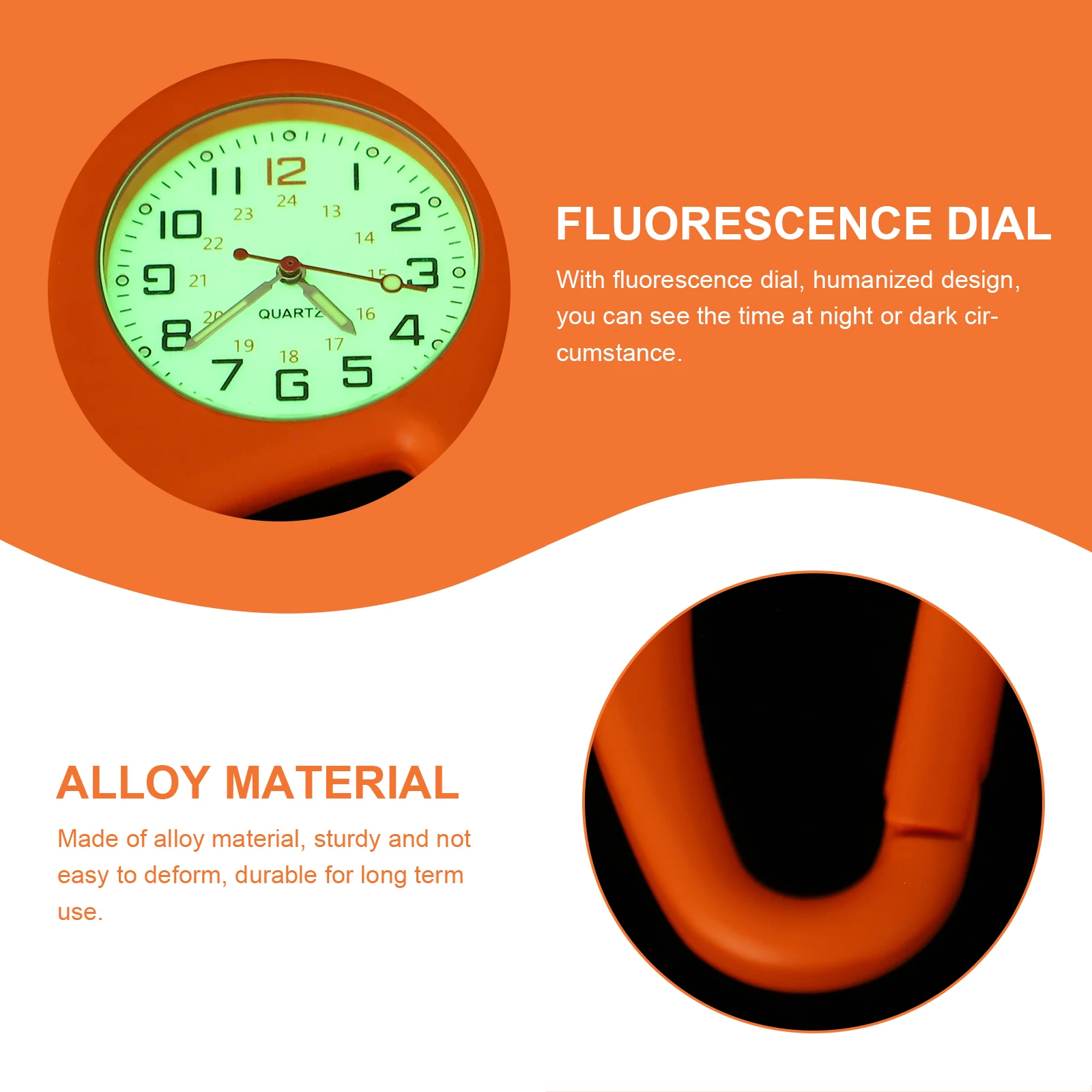 2 Pcs Quartz Carabiner Watch Backpack Belt Clip on Watches Pocket Small Buckle with