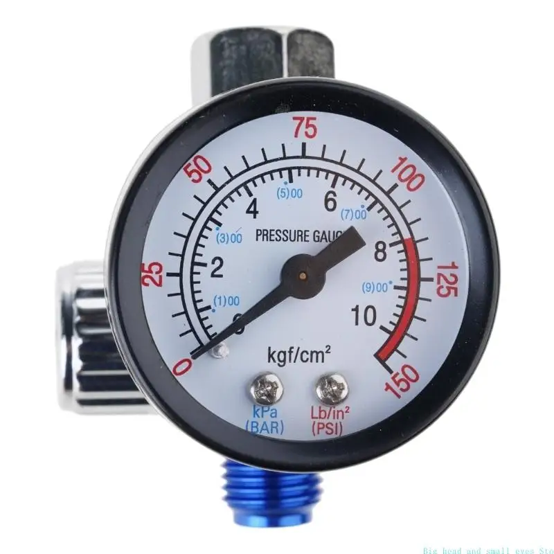 581C Air Regulator with Analog Gauge for Paint Touch-Up, Threaded Inlet, Side Knob Adjustment, Wall Repair Tasks, and Hardware