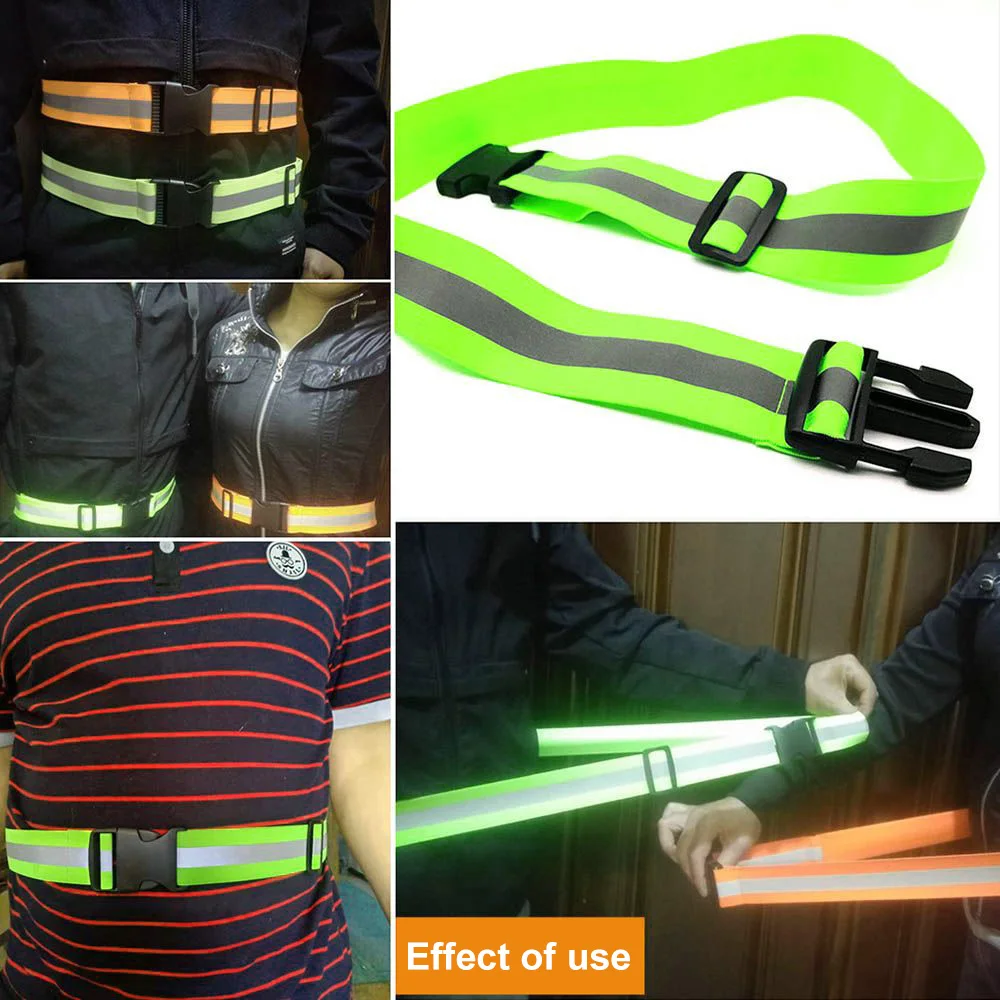 Reflective Belt for Night Running Cycling High Visibility Night Safety Gear Adjustable Elastic Waistband Warning Reflective Band