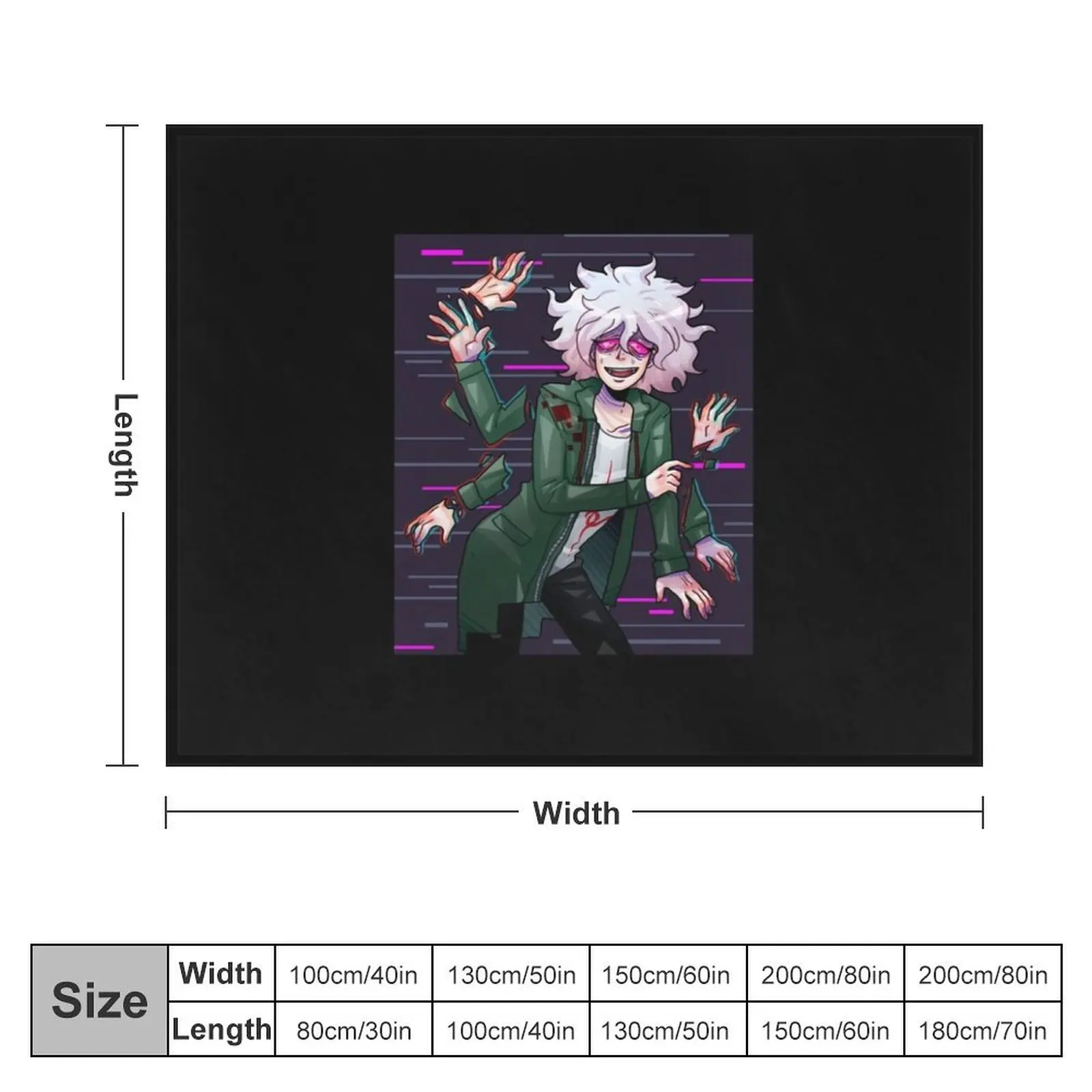 Nagito Komaeda Glitch Throw Blanket Sofas Soft Plaid Bed Blankets