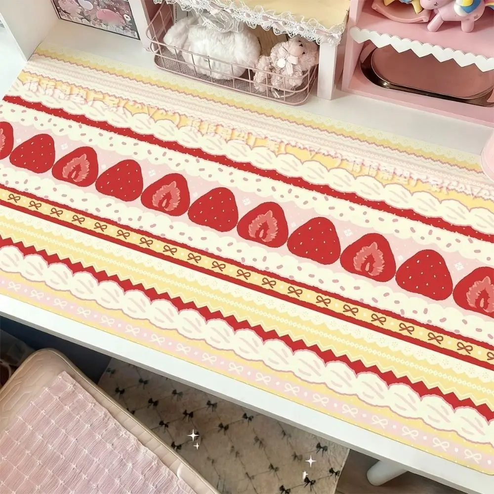 Cute Strawberry Cake Desk Pad Linen-cotton Cartoon Photo Props Non-Slip Gift Table Mat Desktop Decoration