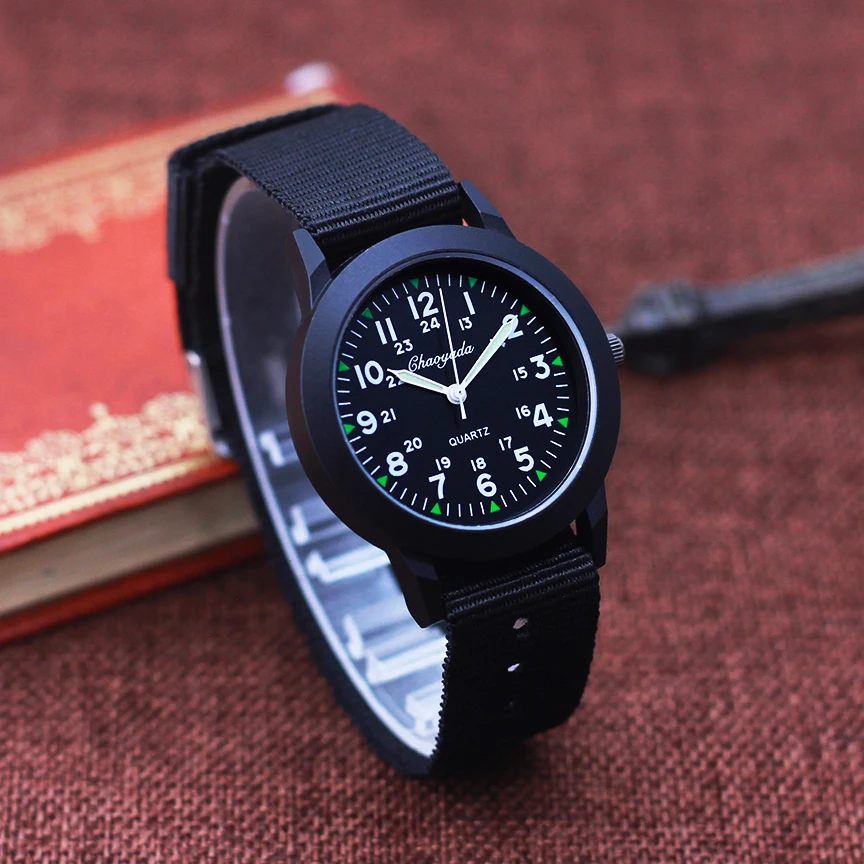 24hours children boys girls fashion washable canvas strap quartz wristwatches students learn time study clock birthday gift