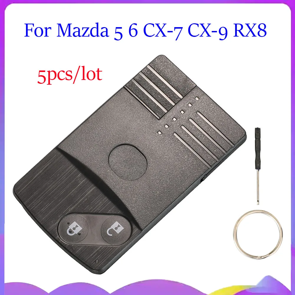 jingyuqin New 5pcs Smart Remote Car Key Shell Case For Mazda 5 6 CX-7 CX-9 RX8 Miata MX5 2/3/4 Buttons Replacement Fob