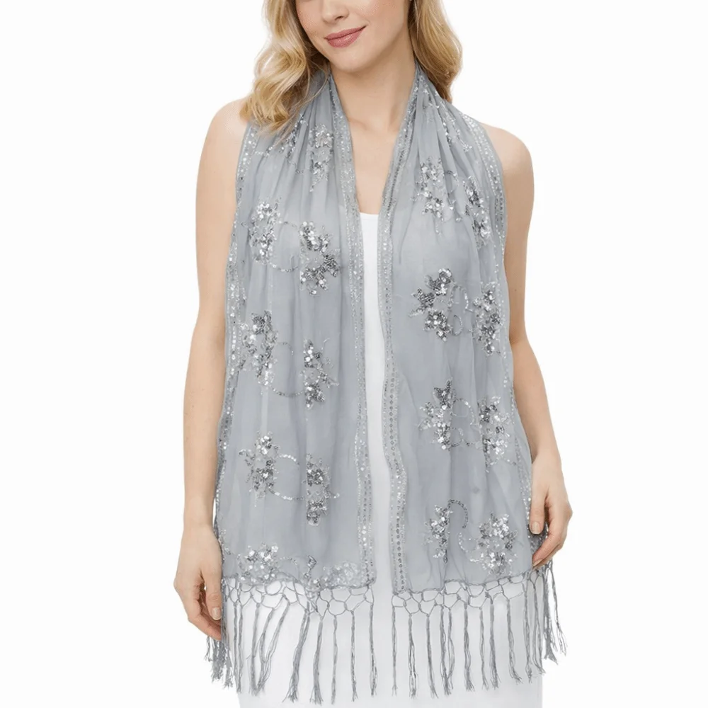 

Элегантные блестящие шали с пайетками, цветочным узором и кисточками, сетчатая свадебная накидка, длинное вышитое кружевное болеро для невесты и подружек невесты