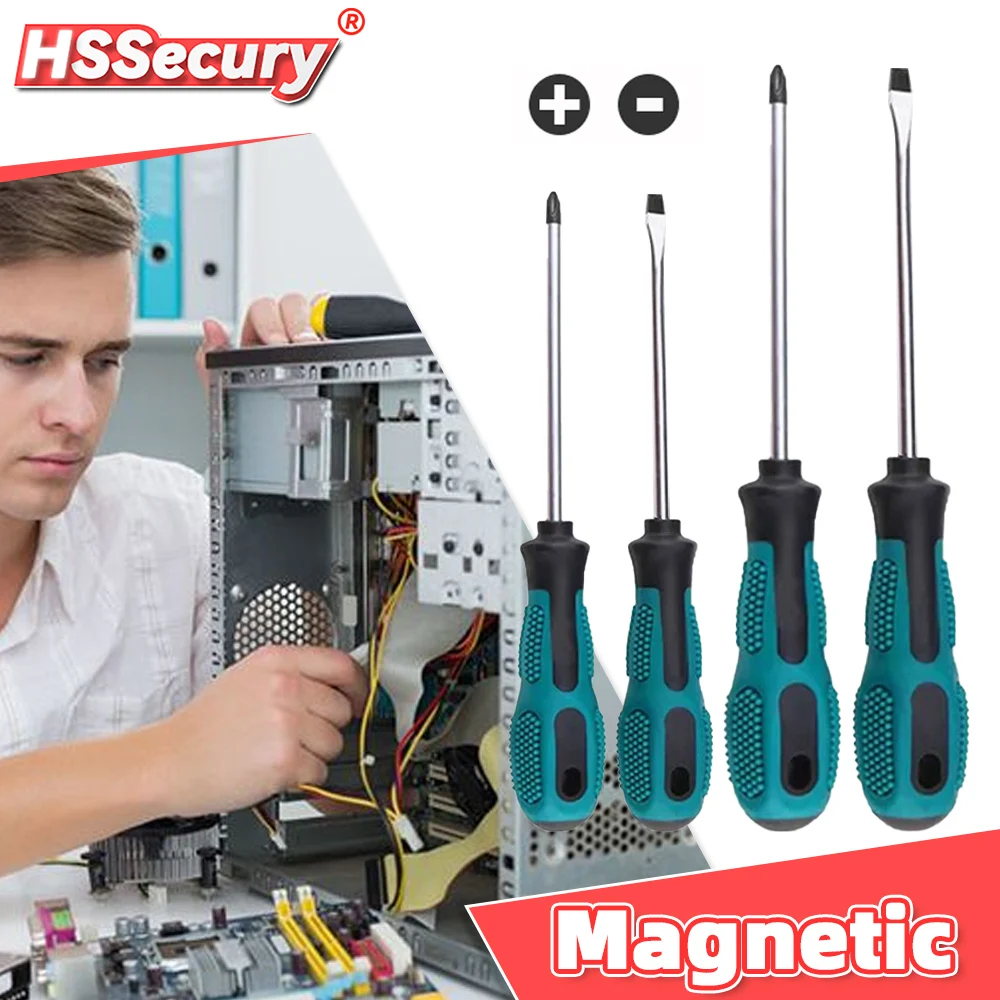 

Portable Magnetic Screwdriver Multifunctional Flat Head Cross Screwdriver Handle Repair Tool Basic Anti Slip Manual Screw Drive