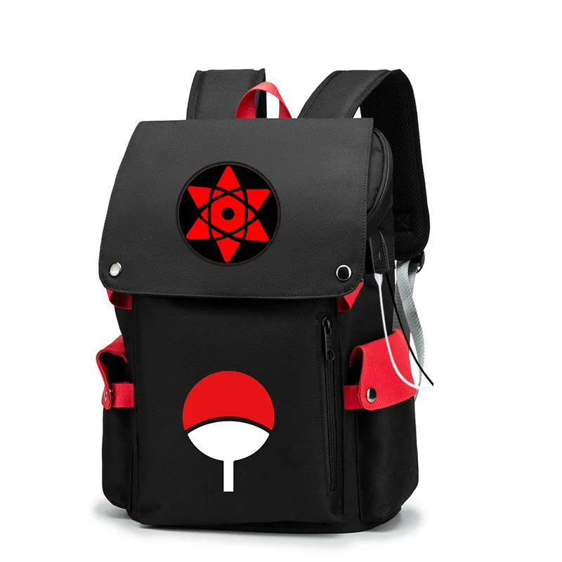 

Naruto Backpack Japanese Anime Sasuke Large Capacity Student Backpack for School Teenagers with USB Charge Book Bag