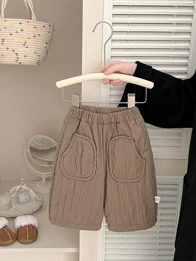 2025 الرضع فتاة سراويل تقليدية فضفاضة زائد المخملية سميكة الفتيان القطن مبطن السراويل طفل ملابس الشتاء جديد الطفل السراويل الدافئة