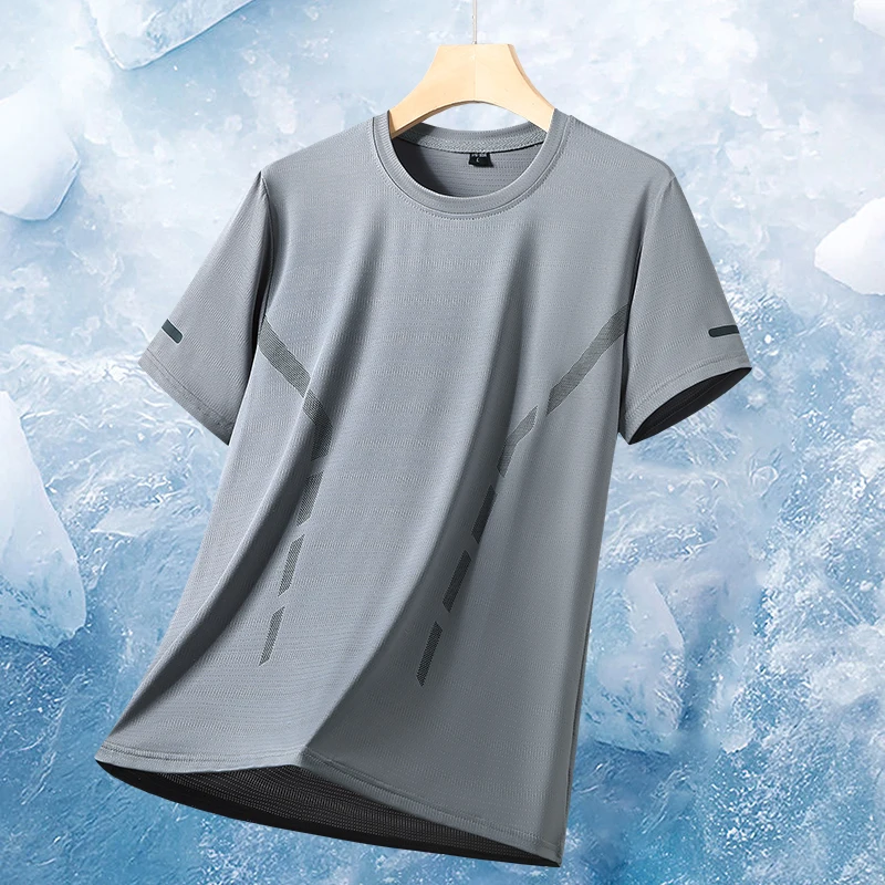 Sommerlicher Modetrend: Vielseitiges Eisseide Schnelltrocknendes T-Shirt für Herren – Ideal für Outdoor, Wandern, Bergsteigen, Feuchtigkeitsableitendes, Lockeres T-Shirt