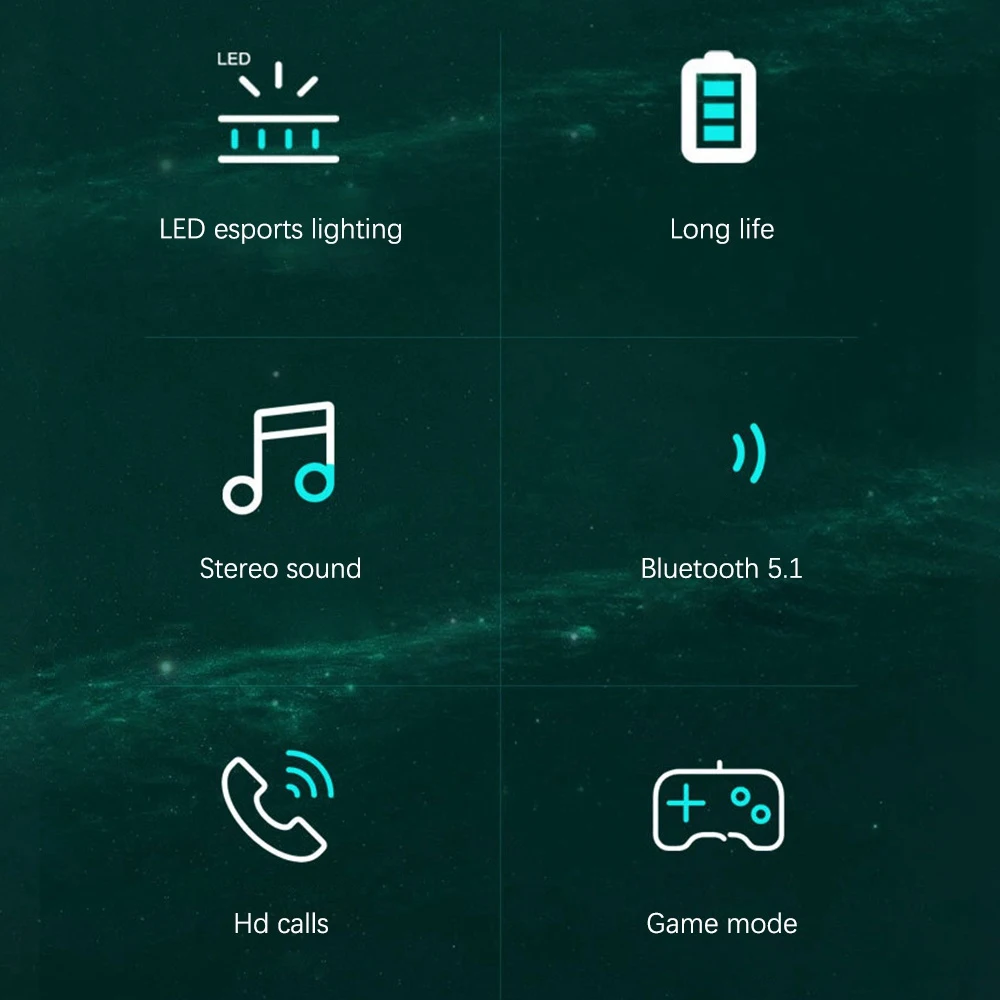 Bezprzewodowy zestaw słuchawkowy Bluetooth inteligentna redukcja szumów HD Call TWS 5.1 bezprzewodowy zestaw słuchawkowy fajny słuchawki Bluetooth oświetleniowy
