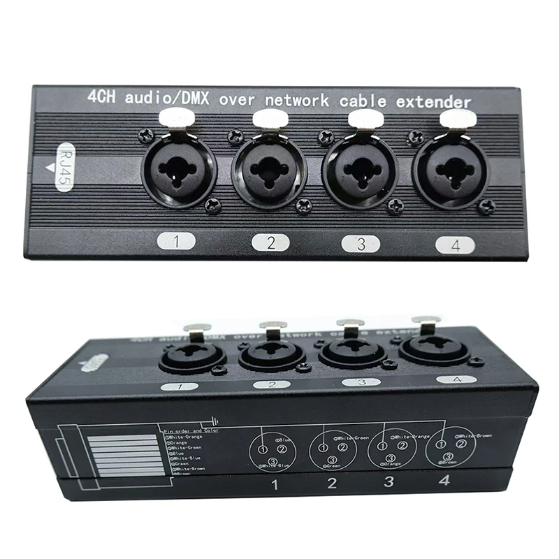 1 paar 4-kanaals 3-pins XLR of 6,3mm audio en DMX over netwerk kabel Extender, XLR Audio Netwerk Extender man + vrouw