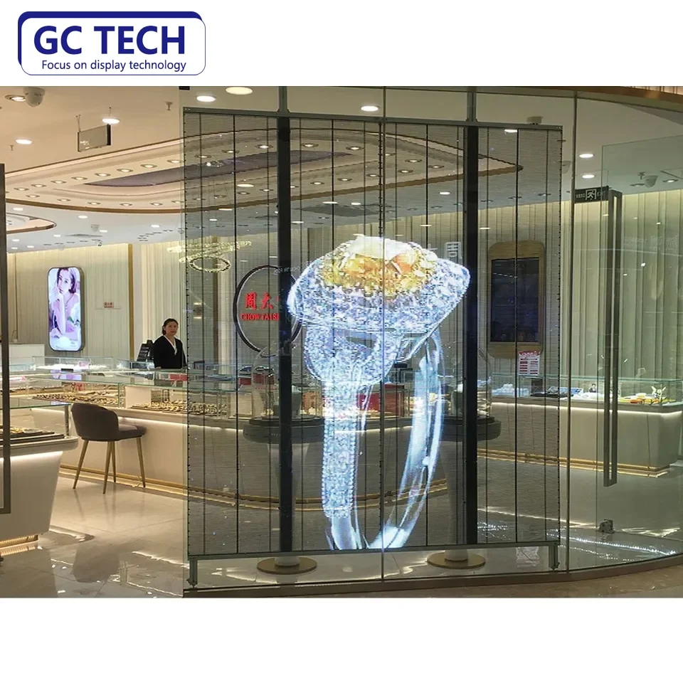 OEM Full-Color Transparent Indoor LED Display Screen 3.9mm Pixel Glass Window Front Open Advertising Wall Panel for Retail Store