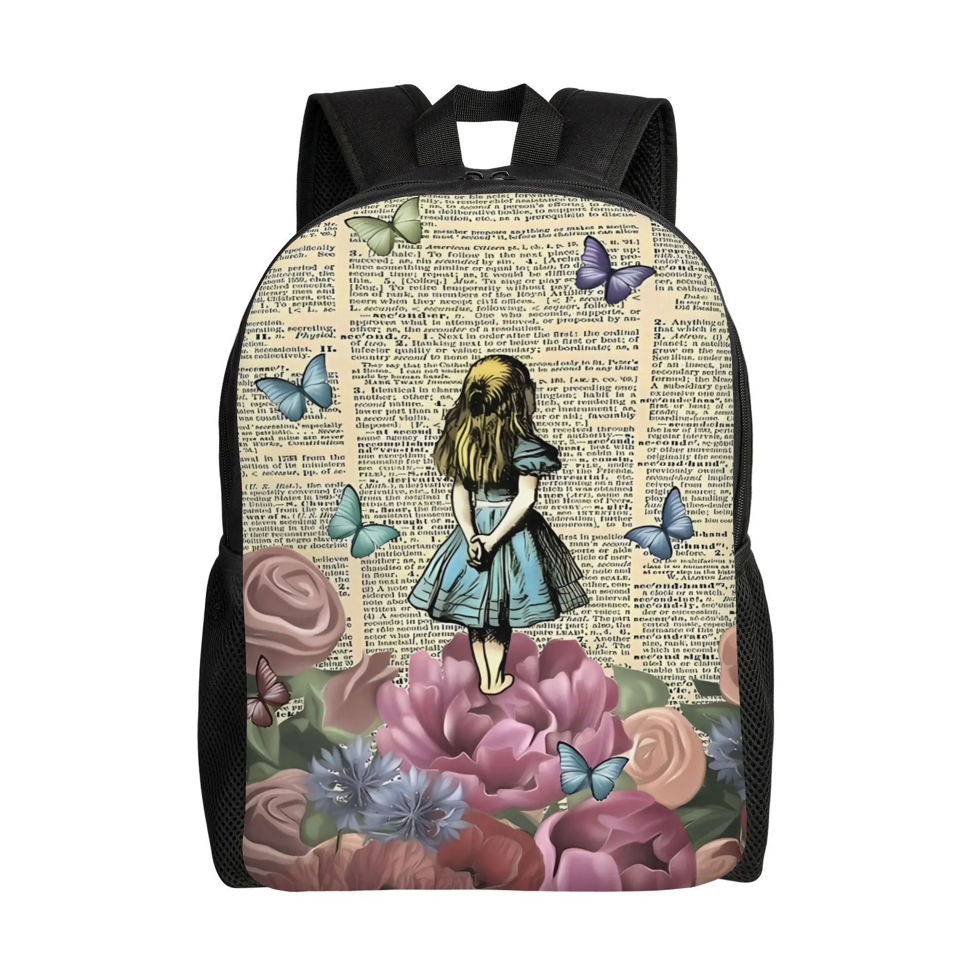 

Back to school season Light Garden Schoolbag Alice in Wonderland Couple Backpack