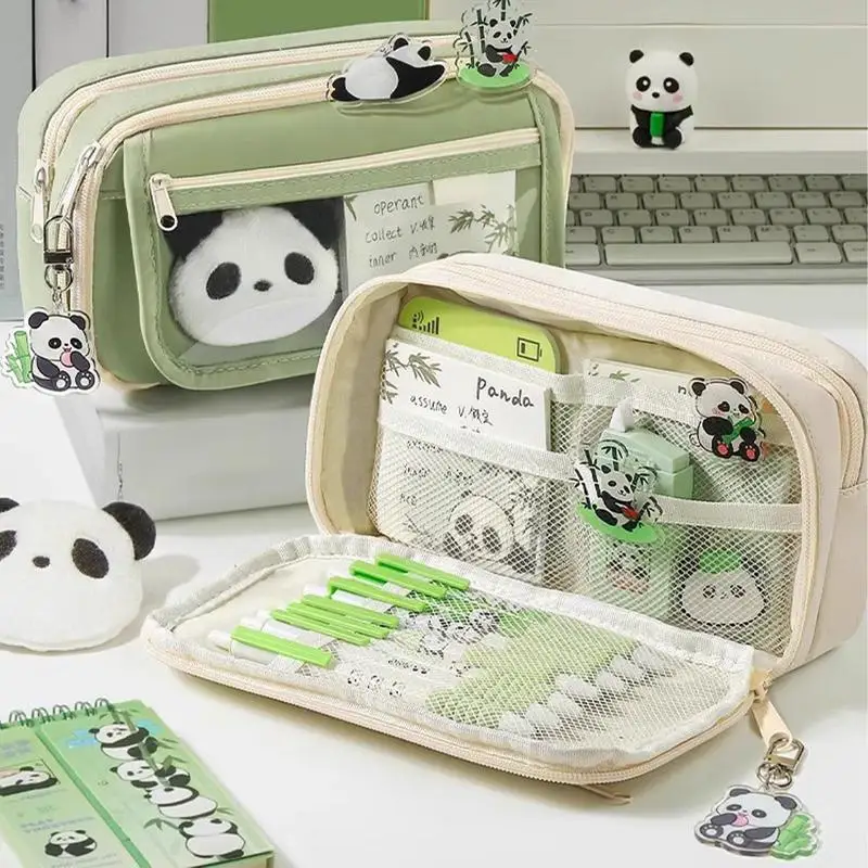 Imagem -02 - Panda Estojo Panda com Zíper para Canetas e Lápis Estojo Bonito Material Escolar Artigos de Papelaria