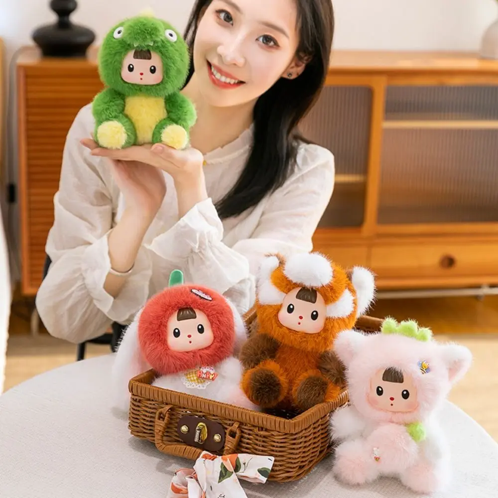 

Little dinosaur Tomato Rabbit Plush Toy Cute Soft Little Raccoon Plush Doll 17cm Cartoon Animal Strawberry Cat Doll