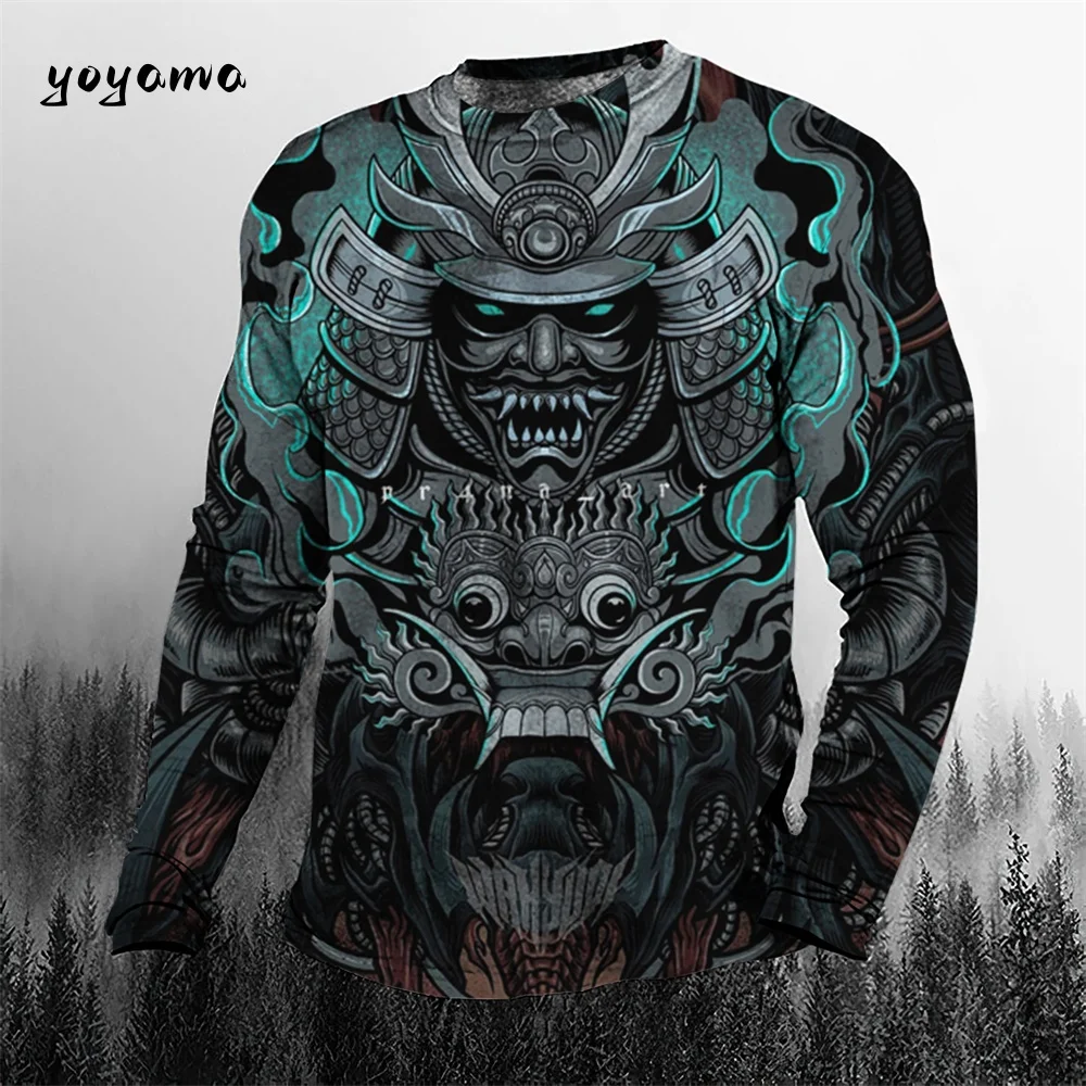 

Японская футболка с 3D принтом самурая для мужчин и женщин, новая повседневная футболка с длинными рукавами в стиле ретро, уличная одежда в стиле Харадзюку, пуловертная футболка