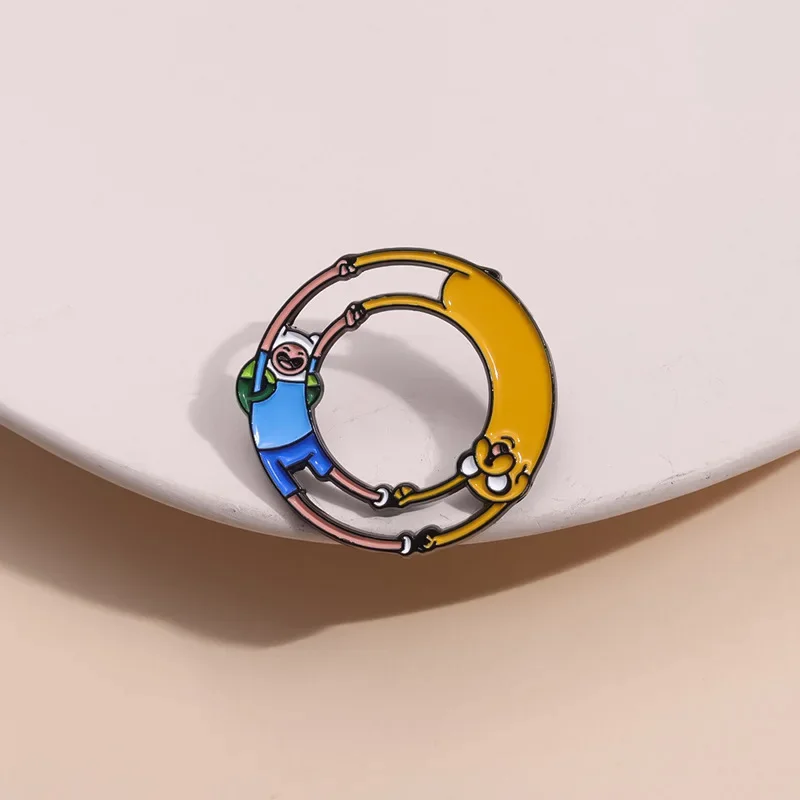 1 Pcs Cartoon Creative Anime Yellow Dog People Brooch Metal Costume Accessories Peripheral Gift Clothes Decoration image 2
