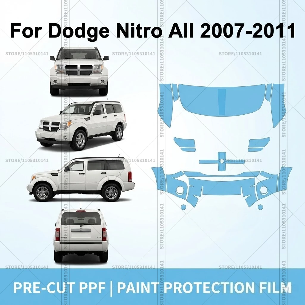 Película Protectora de Pintura Pre-Cortada (PPF) Transparente para Autos, Kit Profesional de PPF Automotriz para la Parte Delantera de Dodge Nitro, Todos los Modelos 2007-2011
