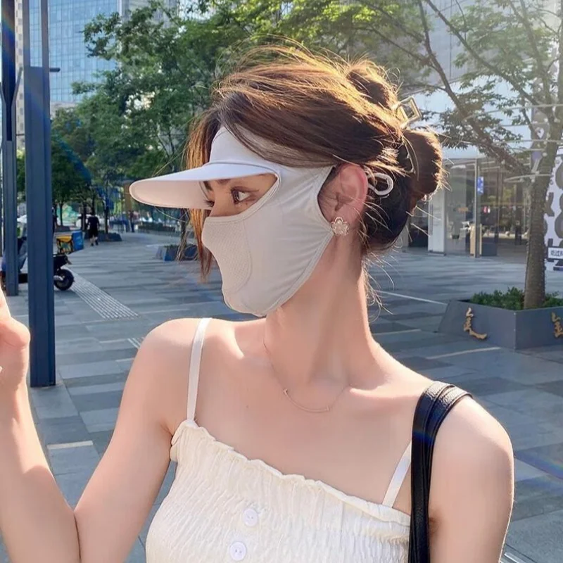 

Fashion Ice Silk Sun Protection Mask UPF50+ Full Face Anti-UV Neck Scarf Neck Protection Breathable Sunshade Face Mask Outdoor