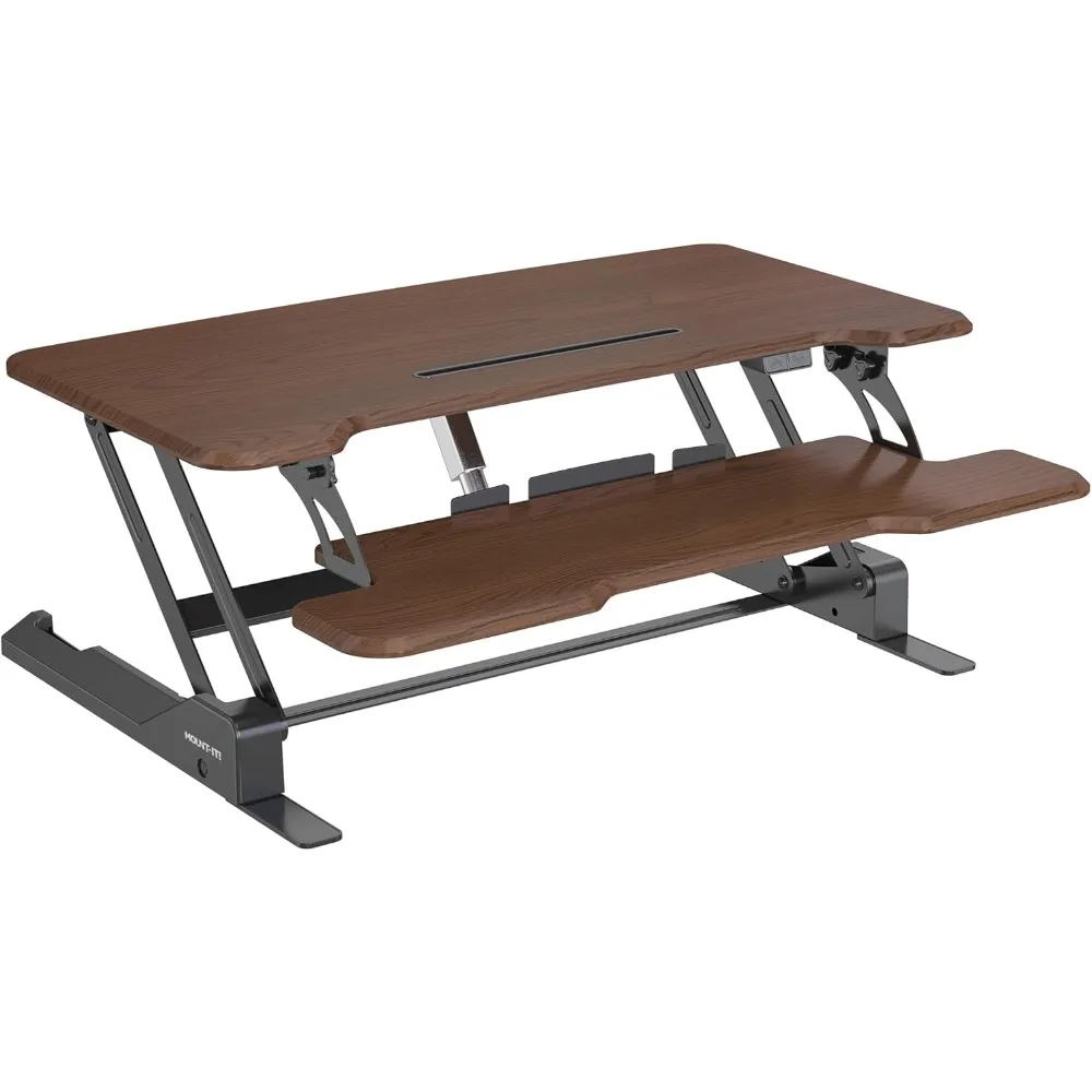 

Mount-It! Electric Standing Desk Converter with 38" Tabletop, Height Adjustable Desk Riser, Motorized Desk Riser with Keyboard T