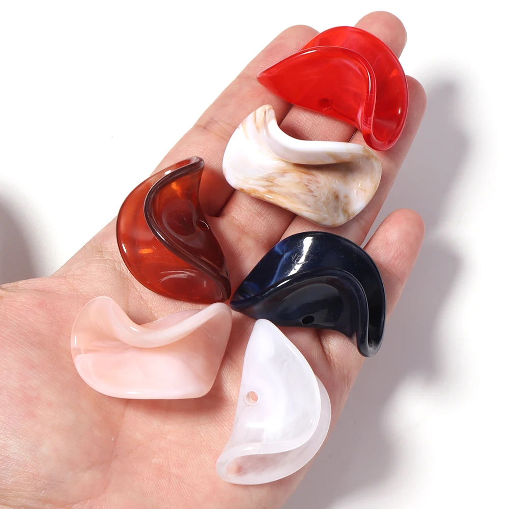 10pcs/lot Two‑Tone Swirl Irregular Acrylic Side Hole Wave Loose Spacer Bead for DIY Bracelet Necklace Jewelry Making Accessories